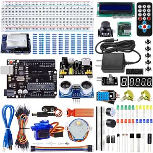 Super Starter Kit Project Kit with Breadboard, , Jumper Wires, Resistors, LED, LCD 1602, Sensors, Detailed Tutorial for Project, Compatible with Arduino  R3 Project