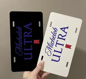 Michelob Ultra License Plate in Black/White, Vehicle Tag, Vintage Tag, Car Accessories, 12 inch x 6 inch