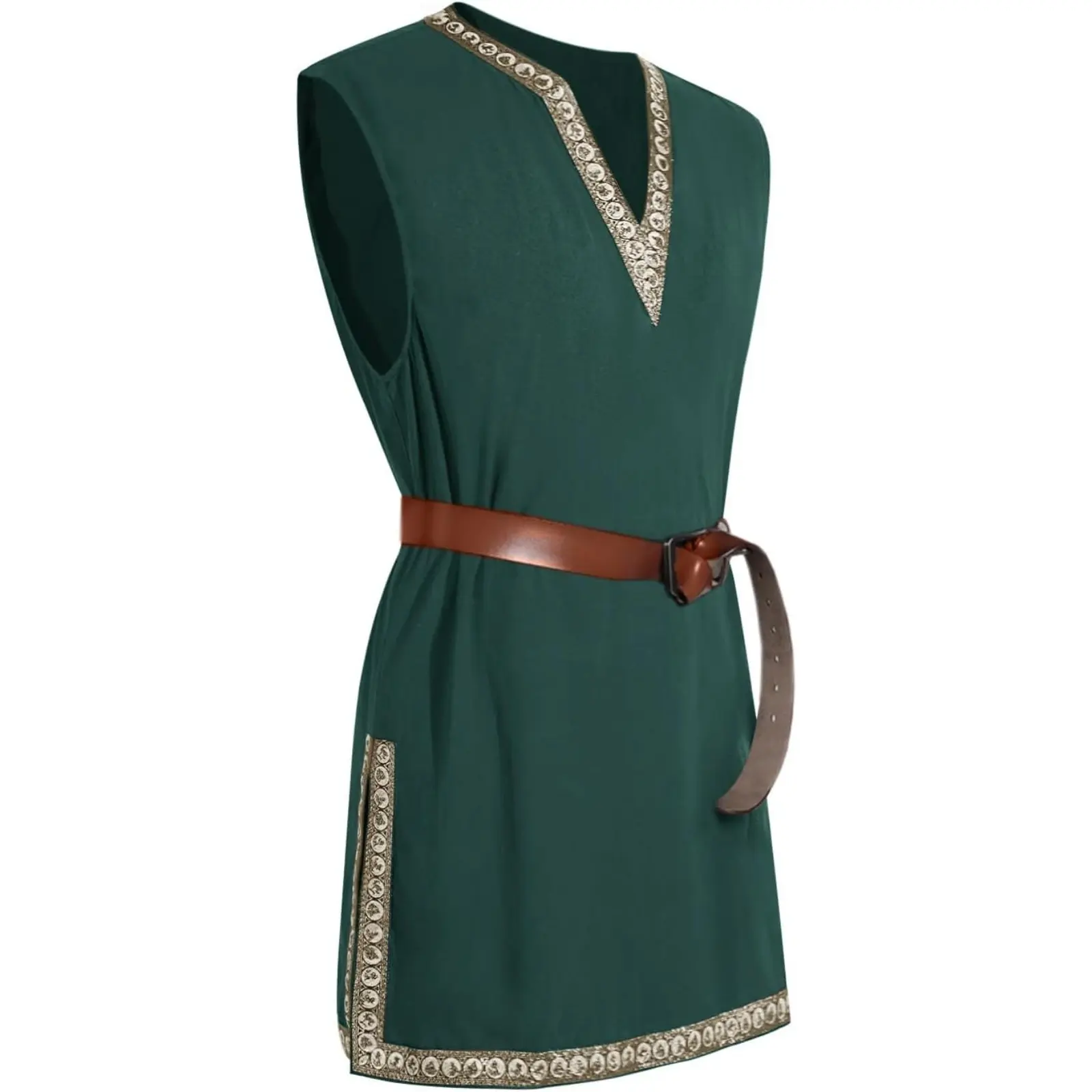 Runcati Men's Sleeveless Tunic - Menswear Casual Costume for Medieval, Pirate, Renaissance, Knight, Viking Halloween LARP Events