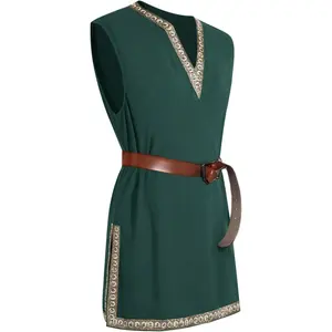 Runcati Mens Medieval Costume Pirate Renaissance Sleeveless Tunic Knight Viking Halloween LARP Shirts