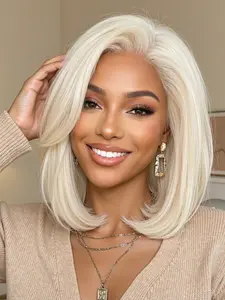 Women's Bob Short Hair Wig, Soft Natural Look, High-Quality Synthetic Fiber, Versatile Design, Comfortable Breathable Mesh Cap