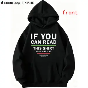 Boyfriend's Casual Sarcastic Hoodie – Black with White & Green Funny Quote, Long Sleeve