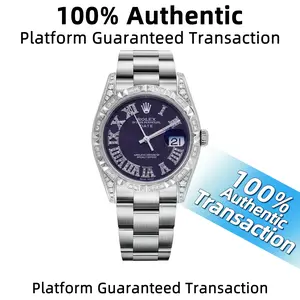 Rolex Datejust 15200 with aftermarket pineapple bezel   Automatic movement  34MM  Aftermarket purple dial  Stainless steel with aftermarket diamonds  Ladies' watch  WHT030842