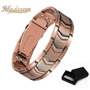 Copper Bracelet for Men 3X Strength,Magnetic Bracelet Copper Jewelry with Powerful 3800 Gauss Magnets,Premium Fold-Over Clasp(Upgrade)