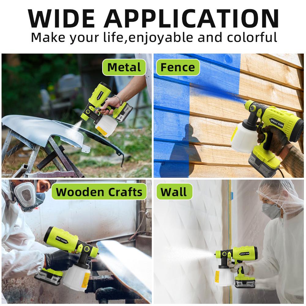 200W Cordless HVLP Paint Sprayer for Ryobi 18V ONE+, 4 Nozzles, 3 Patterns, 1000ML Container, Handheld Spray Gun (No Battery)