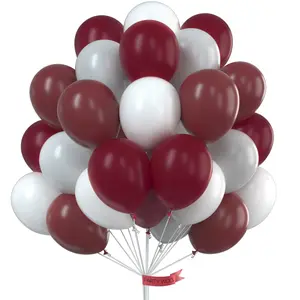 Thick Pearl Round Balloons, PartyWoo 66pcs 12in Burgundy, White & Gray Balloon Garland Kit for Graduation, Birthday & Anniversary Festive Party Decorations