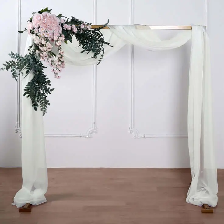 Ivory Sheer Organza Fabric - 18ft Long Decorating Material for Ceremony Arch Trellis Festive Backdrops & Banners, Indoor Window Scarf Valance, Party Supplies, Hand Wash Only