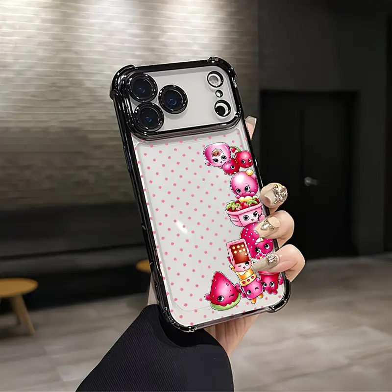 Cute strawberry and watermelon polka dots Aesthetic Design Pattern Casing For iPhone 17 16 15 14 13 12 Samsung 22 23 24 25 Plus Pro Max Ultra Soft Silicon TPU Shockproof Protector Vintage Unique Fashion Mobile Phone fashionable protective Case