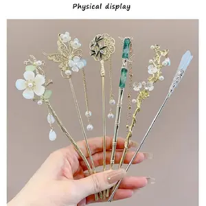 Neo-Chinese Updo Hairpin Collection - Hanfu Hair Accessories for Women, Buyao Tassel Headpiece, Luxe Tassel Hair Fork, Floral Motif, Handcrafted for Hanfu & Daily Wear