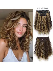 4pcs Clip-ln Hair Extensions,  ShortWavy Hair, Invisible Lace Women'sNatural Soft Wigs, Suitable for Parties andDaily Use, Synthetic Wavy Hair