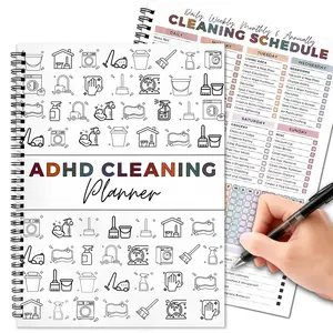 ISEMENA ADHD Cleaning Planner,Household Daily Cleaning Schedule Planner for Home Office Dorm Durable Cover Smooth Pages Office Stationery Essential Plannerbook