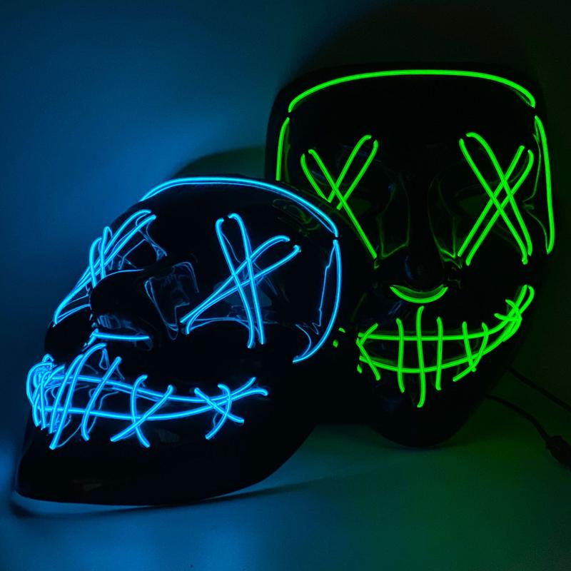 LED Halloween Mask with 4 Lighting Modes, Scary Spooky Mask for Festival Cosplay, Halloween Costume Masquerade Parties, Carnival, Gifts