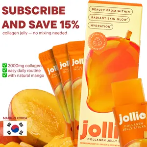 Jollie Edible Collagen Sticks, Mango Flavor – Korean-Made Healthcare Dietary Supplement with Marine Collagen, Hyaluronic Acid, Probiotics, CoQ10, Glutathione for Skin Care Glow & Hydration