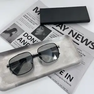 HD Polarized Square Aviator Sunglasses, Unisex Anti-Glare Metal Shades for Outdoor Driving, Fishing, and Trendy Street Style