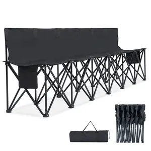 SLSY Portable Bench 6 Seat Soccer Benches for Team, Folding Soccer Bench Chair Sideline Benches Camping Chairs for Football Camp Sport Events Outdoor Seating with Carry Bag