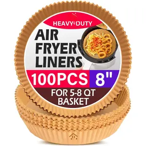 Air Fryer Paper Liners, 100 count Non-stick Oil Resistant Air Fryer  Paper Liners, 8 Inch Air Fryer Liners Disposable, Round Airfryer Liners for 5-8QT Air fryer, Baking, Roasting Microwave