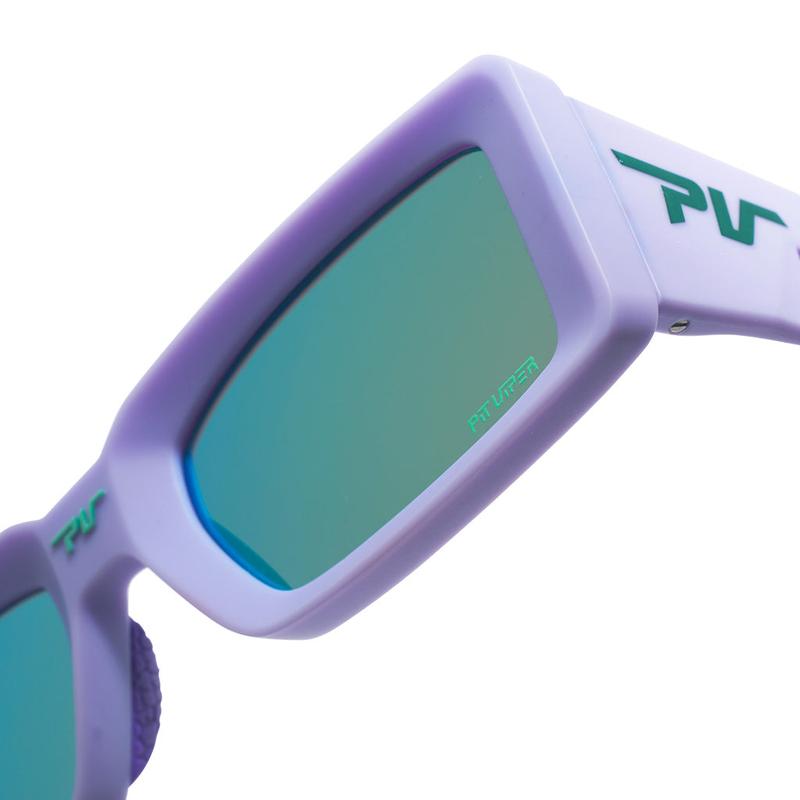 Moontower Low Bones Sunglasses - Virtually Unbreakable No Slip Grip Enhanced Kickflip & Crush Number Chances - Purple Frame Green Lenses
