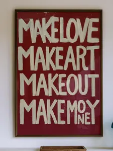 Make Love - Make Art - Make Out - Make Money Posters, Bold Red Wall Art, Modern Inspirational Poster, Edgy Motivational Quote Print, Statement Art