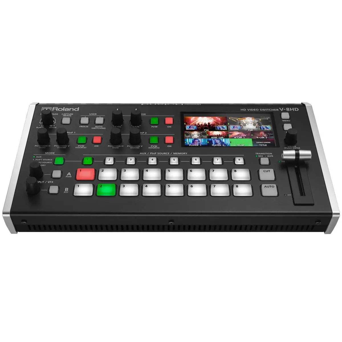 Roland V-8HD 18-Channel HD Video Switcher with 8x HDMI Inputs, Built-in Multi-Viewer Preview Monitor for HDMI Cameras