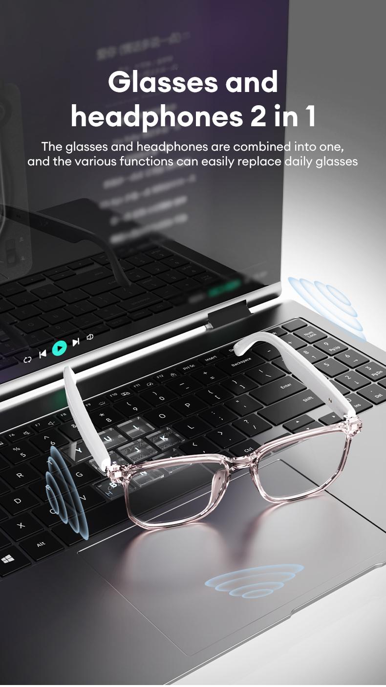 MGALL C8Pro AI Smart Glasses Wireless Headphone Smart Glasses For Listening To Music & Calling, Support 169 Languages Bluetooth Translation Audio & Video Call Translation Glasses for Women & Men