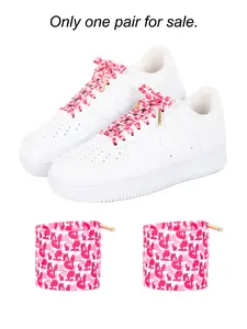 Cute Camouflage Shoe Laces Set, Metal Head Design, 8mm Wide Casual Sports Shoelaces, Daily Wear Accessories, Rose Color