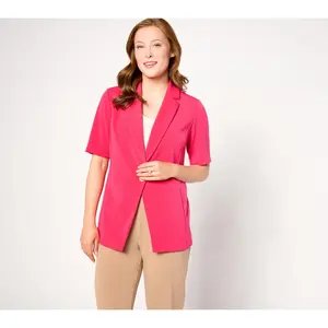 GRAVER Susan Graver LK Fusion Cutaway Hem Short Sleeve Blazer