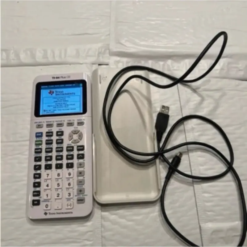 Texas Instruments TI 84 Plus CE White Graphing Calculator Tested W Case Cable