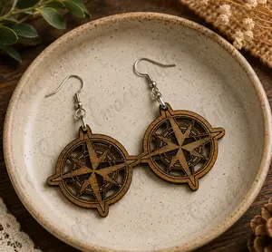Compass wooden Earrings