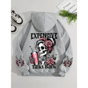 Women'sHalloweenSkullHoodiewithKangarooPocket,LongSleeveDrawstringPullover,LooseFitFallWinterFashionSweatshirt