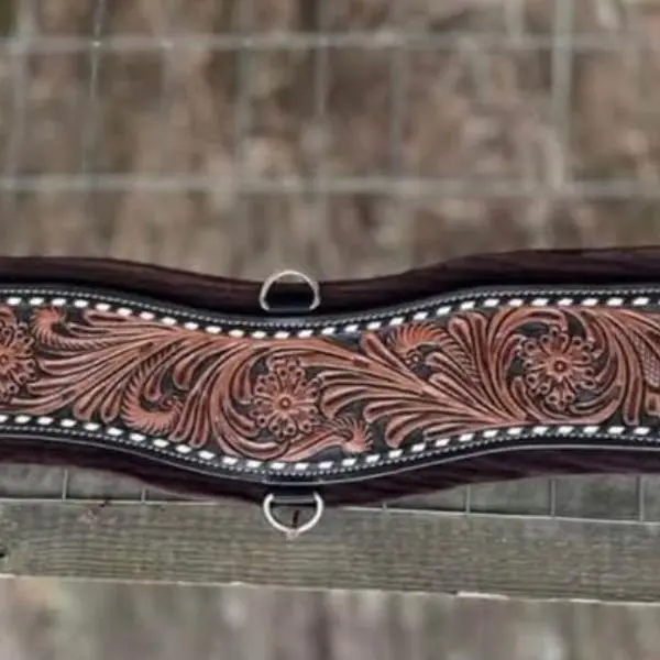 Tooled Leather with Felt Bottom 30” Girth Cinch