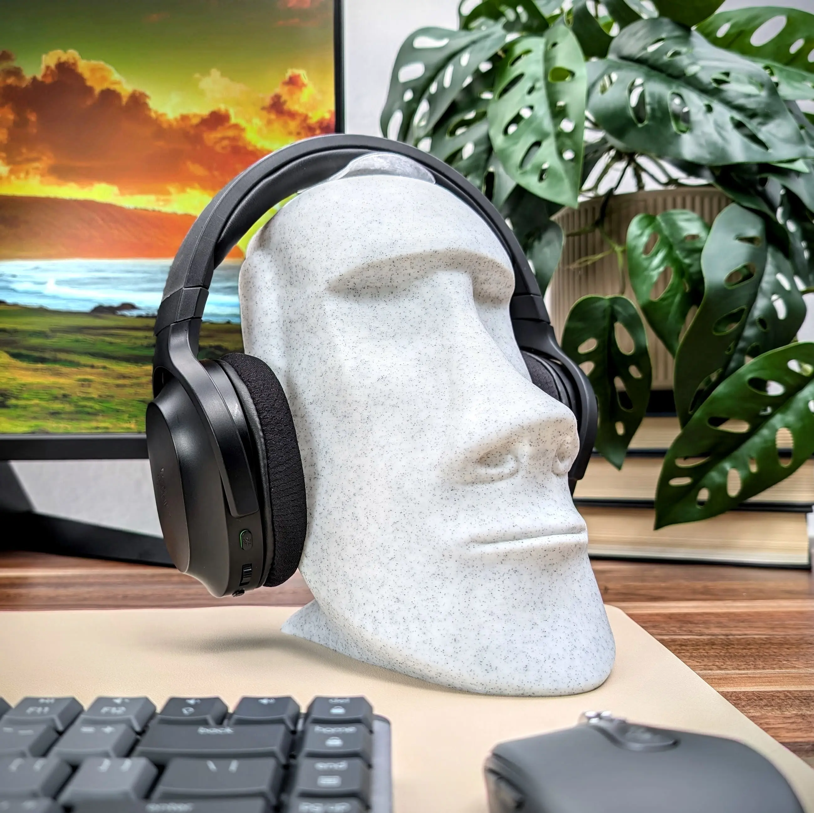 Moai Headset Stand | Sculpture Headphone Desk Organizer | Easter Island Gaming Accessories