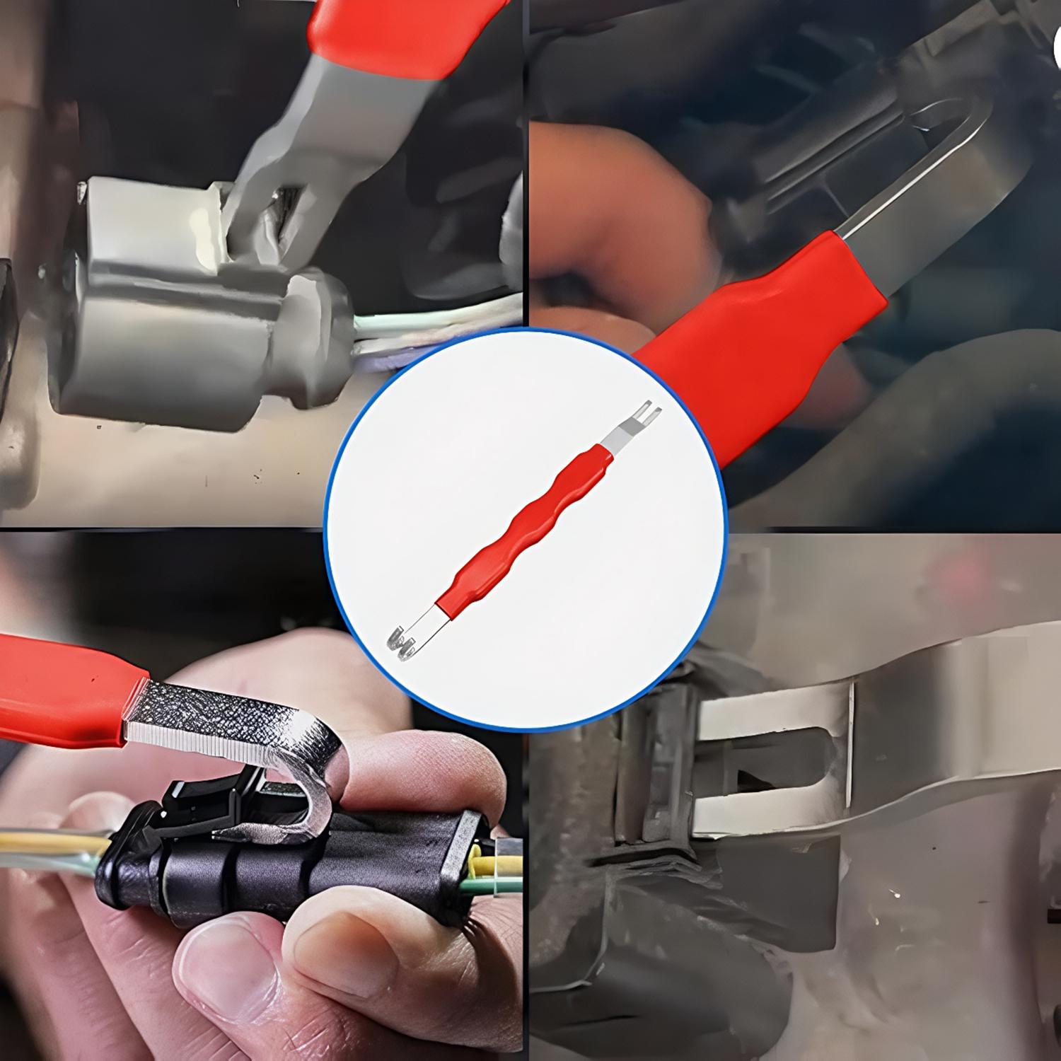 VAYWET Automotive Electrical Terminal Connector Separator Terminal Release Removal Tool, Connector Removal Pliers Connectors Remove Tool, Double Ended Design Auto Puller for Cars, Trucks, SUV Dual End Wiring Harness Disconnect Metal Connector Pin Removal