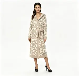 Ultra Soft Vneck Plush Fuzzy Robe with Pockets Long Sleeve Calf-Length Polyester Microfiber Spa Bathrobe Loungewear for Women Adjustable Waistline Christmas Eve Outfit Casual DressFabric, Womenswear, Belt, Hoodie, Ribbed, Nightwear, Thick, Basic Vneck