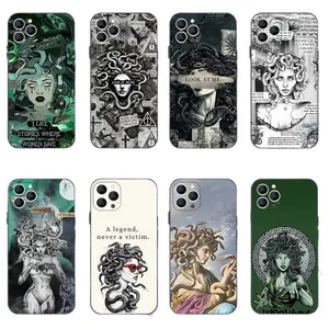 Medusa Greek Mythology SNAKE Hair Phone Cases For iPhone 17 Promax Pro Air 16 Plus 15 14 13 12 11 Black Soft Shockproof Protective Cover Perfect Christmas Halloween Birthday Gift