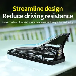 Universal Car Shark Fin Antenna Roof Tail Modification Light with Solar Charging LED Light Car Antenna Driving Safety Warning Light