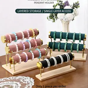 High-End Bracelet Jewelry Storage Rack, 1/2/3 Layer Display Stand, Portable Solid Wood, Suitable for Living Room, Desk, Shop