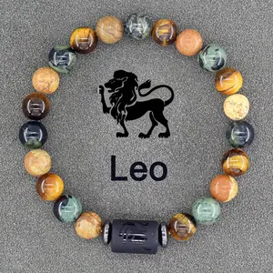 1 Adjustable Bohemian Birthstone Zodiac Bracelet| Natural Stone, Uncoated Turquoise, Suitable for Cancer, Virgo, Leo, Libra, Ideal for Friendship and Father'S Day Gifts