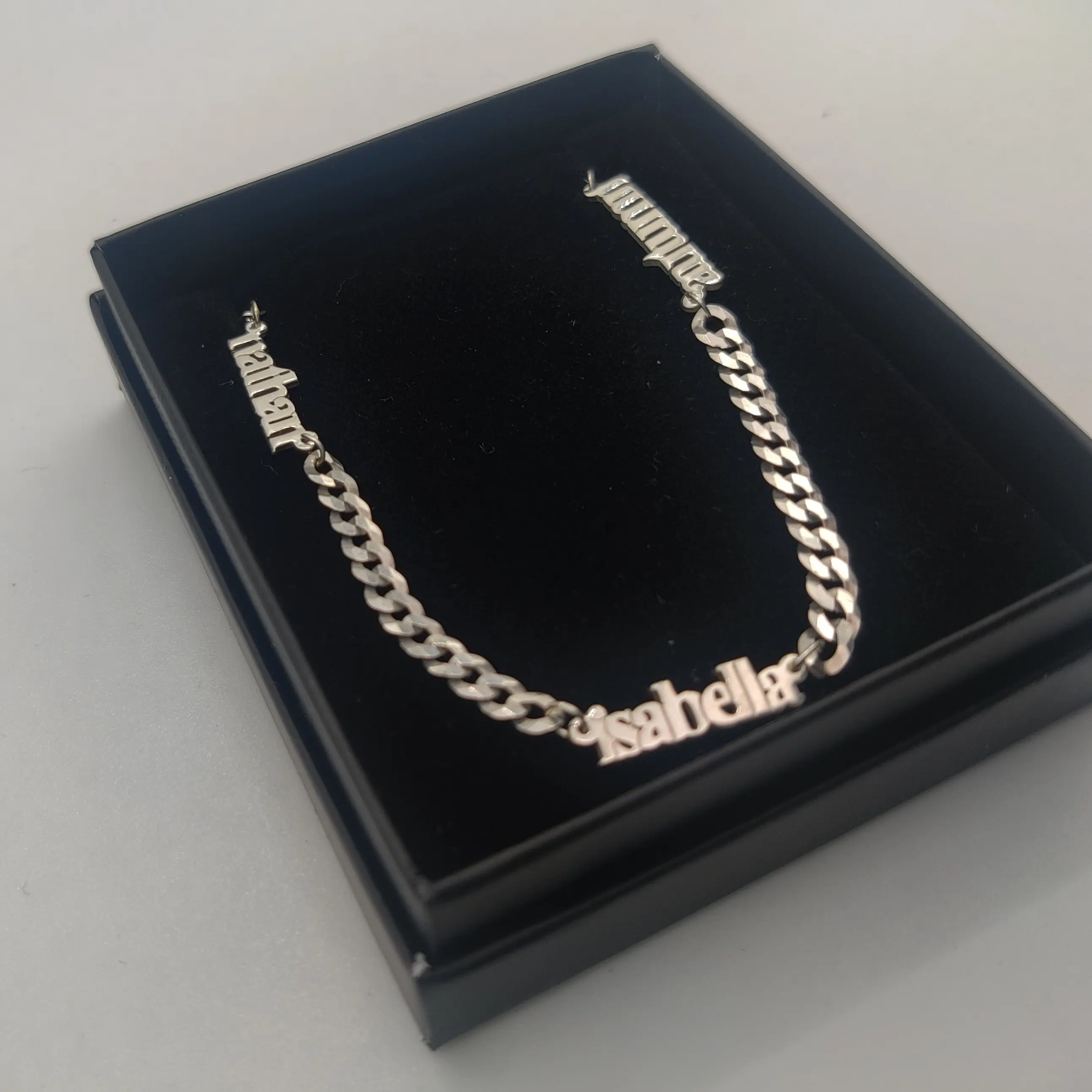 Multiple Nameplates Necklace Silver | Sterling Silver Nameplates Necklace Cuban Chain