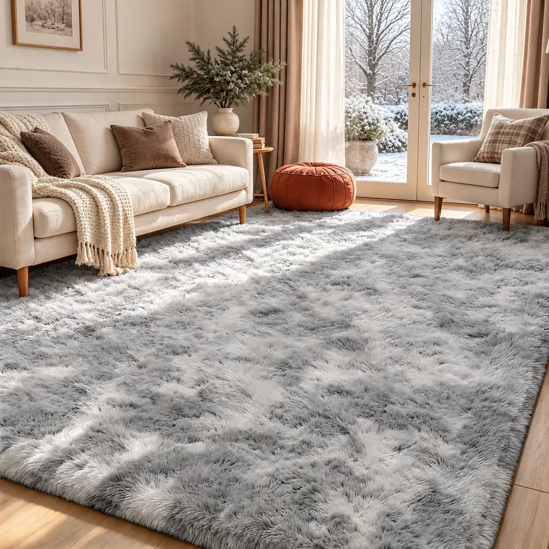 Ultra Soft Fluffy Rug, Shaggy Tie Dye Area Rug with Non Slip Backing, Cozy Plush Carpet for Living Room Bedroom Playroom Home Decor