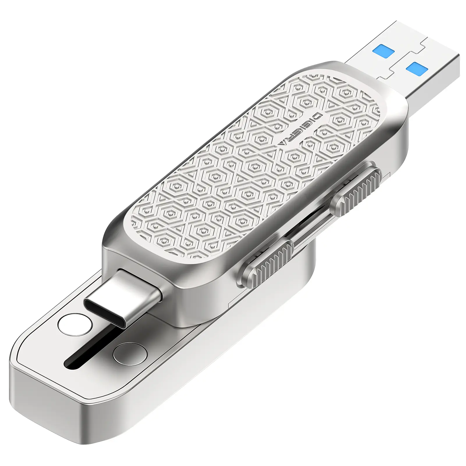 USB Flash Drive 64GB 128GB 256GB, USB 3.2 Dual Interface USB-A USB-C Memory Stick, Up to 140MB/s Read Speed, Zinc Alloy Metal Fidget Toy & Portable Thumb Drive for PC, Mac, Laptop, Phone and Tablet