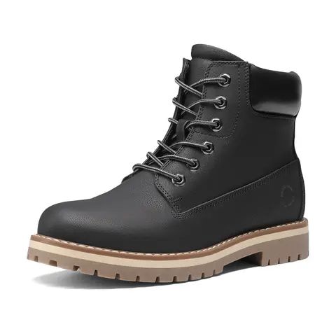 BRUNO MARC Men's HighShield-1 Closed Lace-Up Cuban Heel Ankle Boot Style Walking Shoes, Breathable Round Toe, Splash-Resistant Upper, Slip-Resistant Sole, Easy Wear Footwear for Outdoors