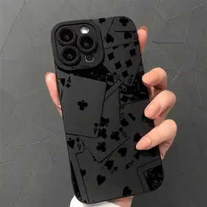 Poker Pattern Anti Drop Phone Case with Camera Lens Protector, Shockproof Phone Protective Cover for Summer, Phone Accessory Compatible With iPhone X XS MAX 11 12 13 14 15 Plus 16 Pro Max, Fall Gift
