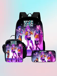 K-Pop Cartoon Girl Group Backpack Set, Large Capacity School Bag, Lunch Box, Pen Case, Student Shoulder Bag, Three-Piece Set