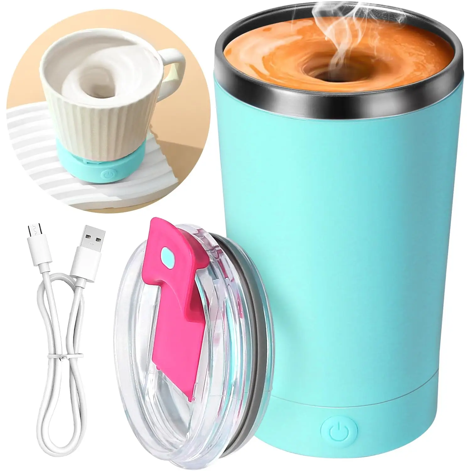 Self Stirring Mug With Lid Electric High Speed Mixing Cup 400ML Rechargeable Automatic Stirring Coffee Mixer Cup