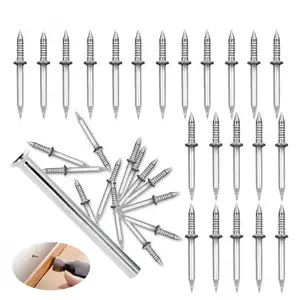 50/100 PCS Double-Headed Skirting Thread Seamless Nail,Non Marking,Seamless Baseboard Screws,Seamless Skirting Line Nail for Solid Wood Baseboard, Invisible Security Screws with Nail Specific Sleeve Tool.