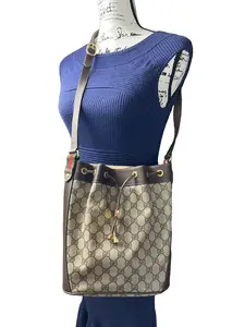 Pre-owned GUCCI Leather Bucket Bag GG Plus Vintage Ophidia Vintage