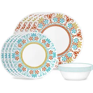 Vitrelle 12-Piece Dinnerware Set, Triple Layer Recycled, Lightweight Eco-Friendly Round and Set, Terracotta