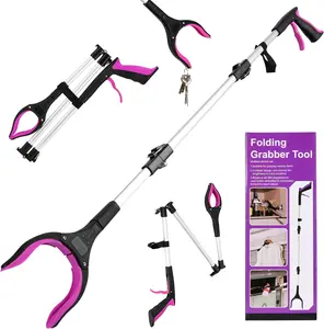 43 inch overlong Grabber Reacher Tool & Trash Picker, Upgrade,Foldable Grabber reacher Tool with 4 inch Wide jaw and 360° Rotating Head,Mobility Aid Assist Tool for reacher grabberPickup tool (Purple)