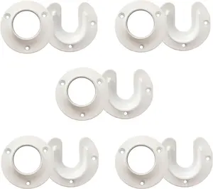 Closet Rod Brackets, Fits Standard Closet Rods, Durable, White, 5-Pack Closet Rod Support Sockets, 2.75 in. Diameter x 0.88 in.W, 182717