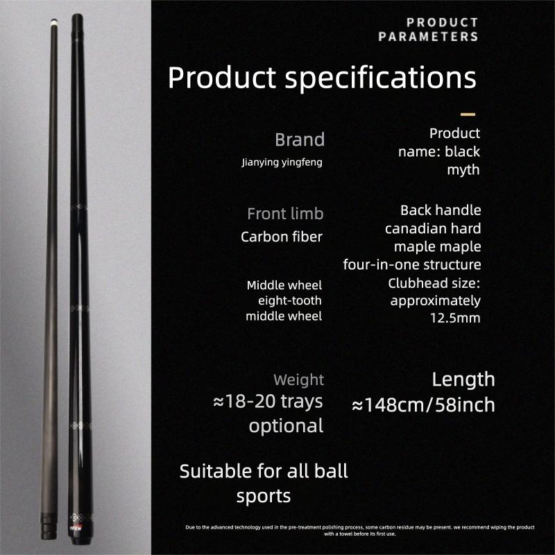 YFEN Professional Carbon Fiber Pool Cue Stick Set 11.8mm Low Deflection Durable with Extension Tip,Adjustable Breathable Billiard Glove,Premium Pool Cue Chalk, Cloth Case for Enhanced Precision